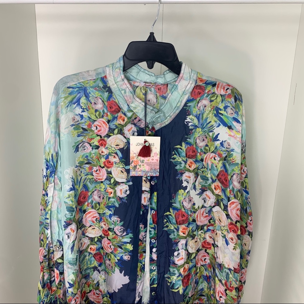 Johnny Was floral Silk button down